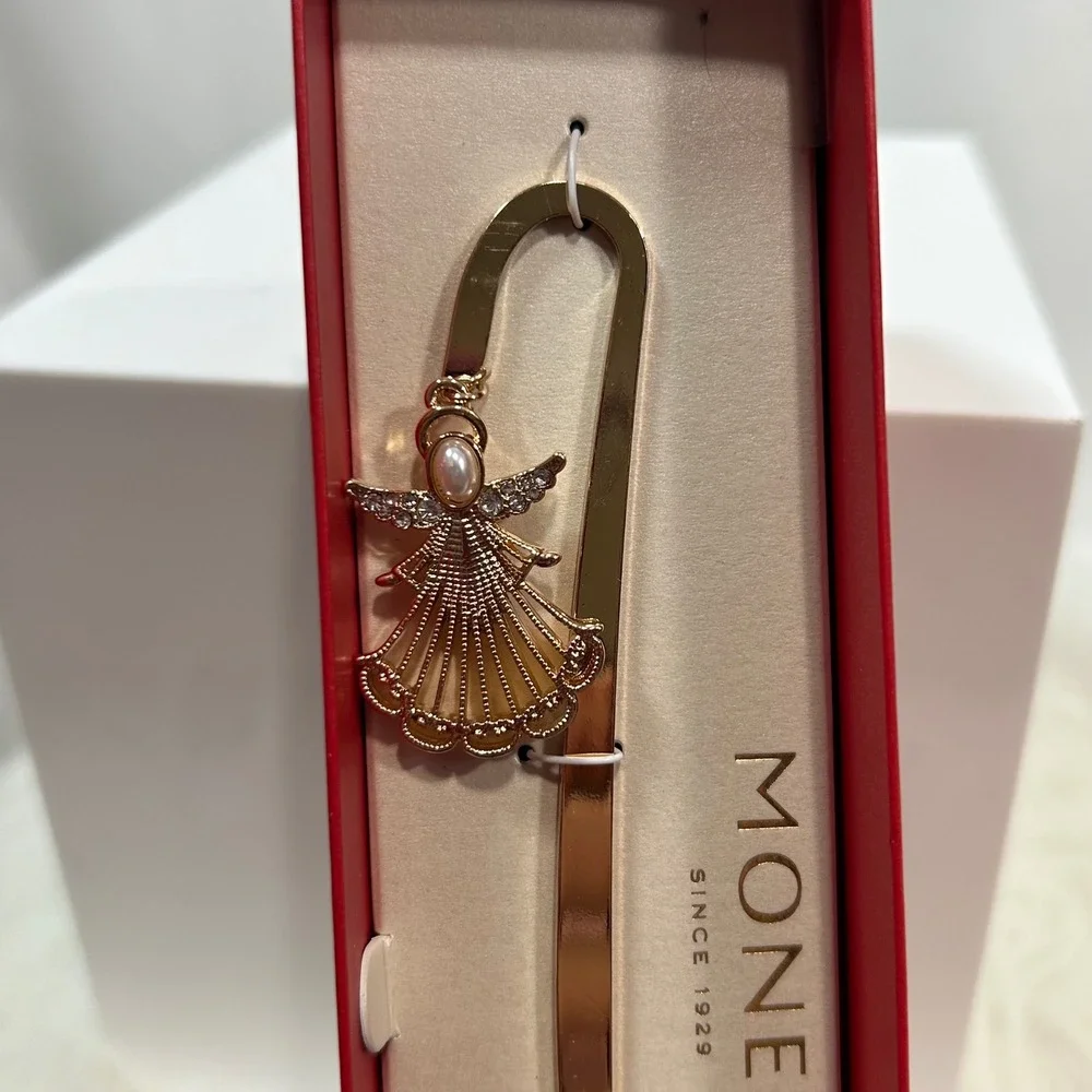 Monet Gold Tone Angel Charm Bookmark Gift‎ Boxed